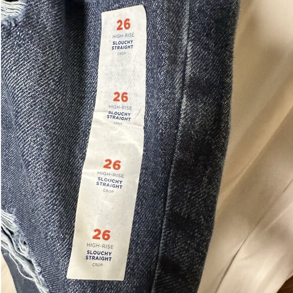 Old Navy High Rise Slouchy Straight Ripped Cut Off Jeans 26 High Rise Button Fly - Picture 13 of 15